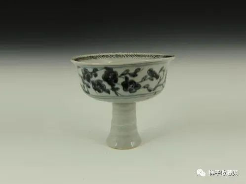 元 青花松梅纹高足杯 图片